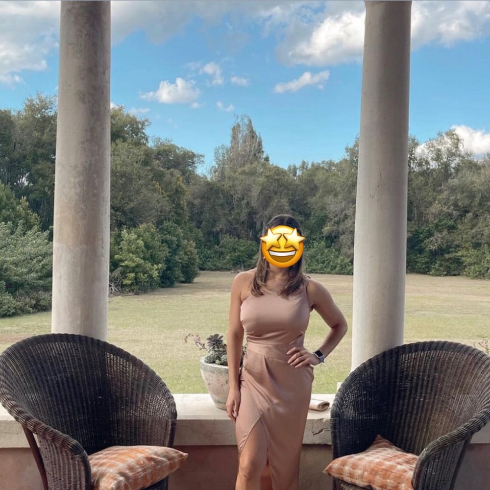 One shoulder satin dress
